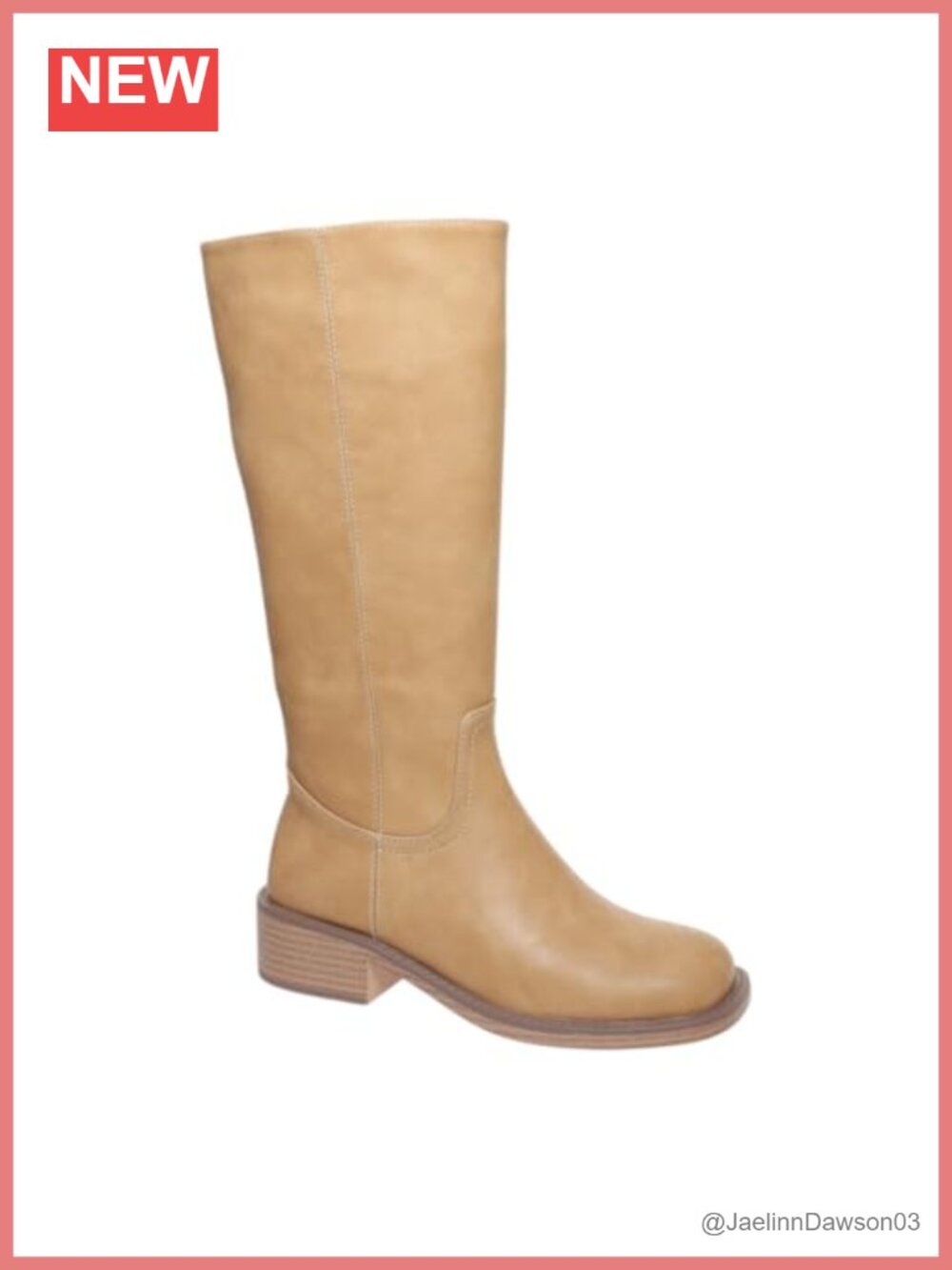Women's Knee High Boots Faux Leather Chunky Low Heel Side Zipper Pull On